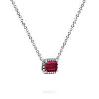 White Gold Ruby and Diamond Pendant Neckalce
