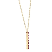 Oval Pink Tourmaline Vertical Bar Pendant in Yellow Gold