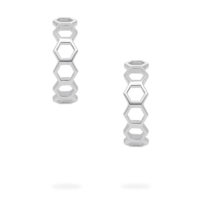 Sterling Silver Bee Chic 18 mm Hoop Earrings
