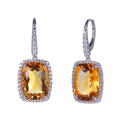 Citrine Earrings in White Gold