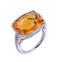 Citrine Ring in White Gold