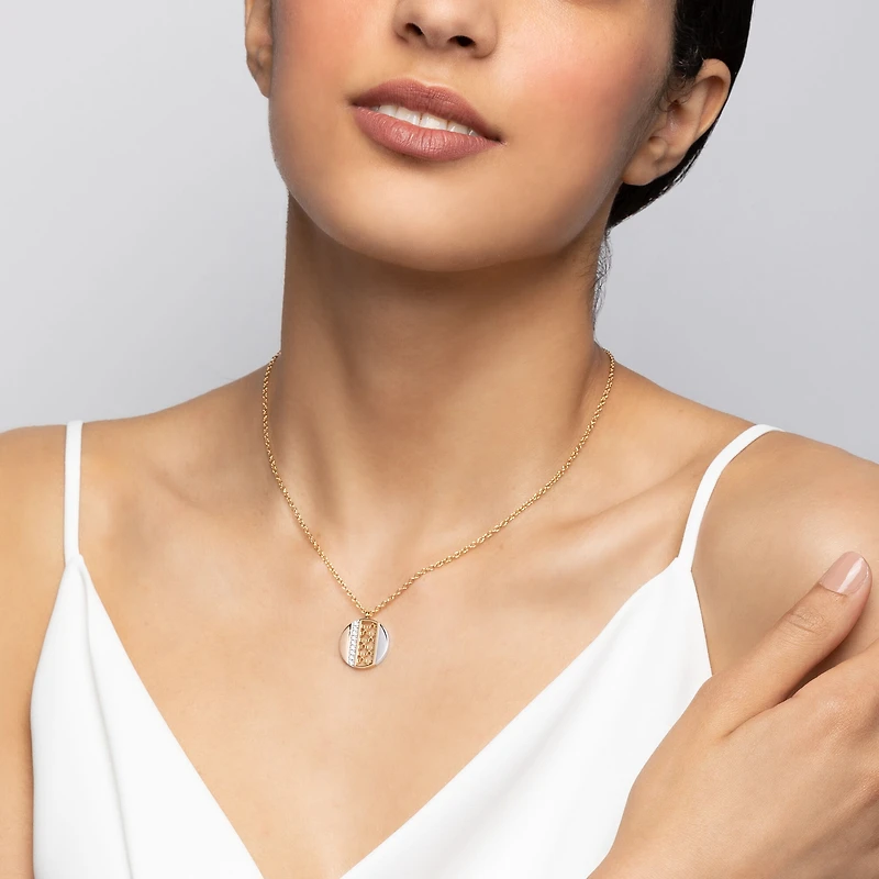 Diamond Circle Pendant, Tri-Gold