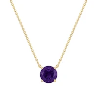 Round Amethyst Necklace in Yellow Gold