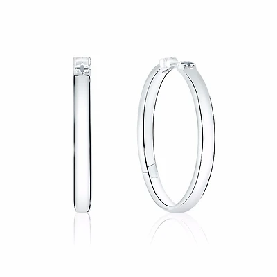 30Mm Polished Silver Hoop Earrings