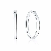 30Mm Polished Silver Hoop Earrings