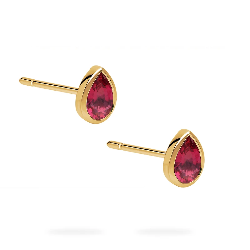 Yellow Gold Ruby Stud Earrings