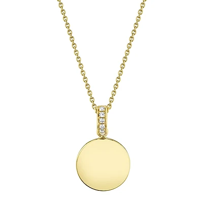 Kate Yellow Gold and Diamond Pavé Round Pendant