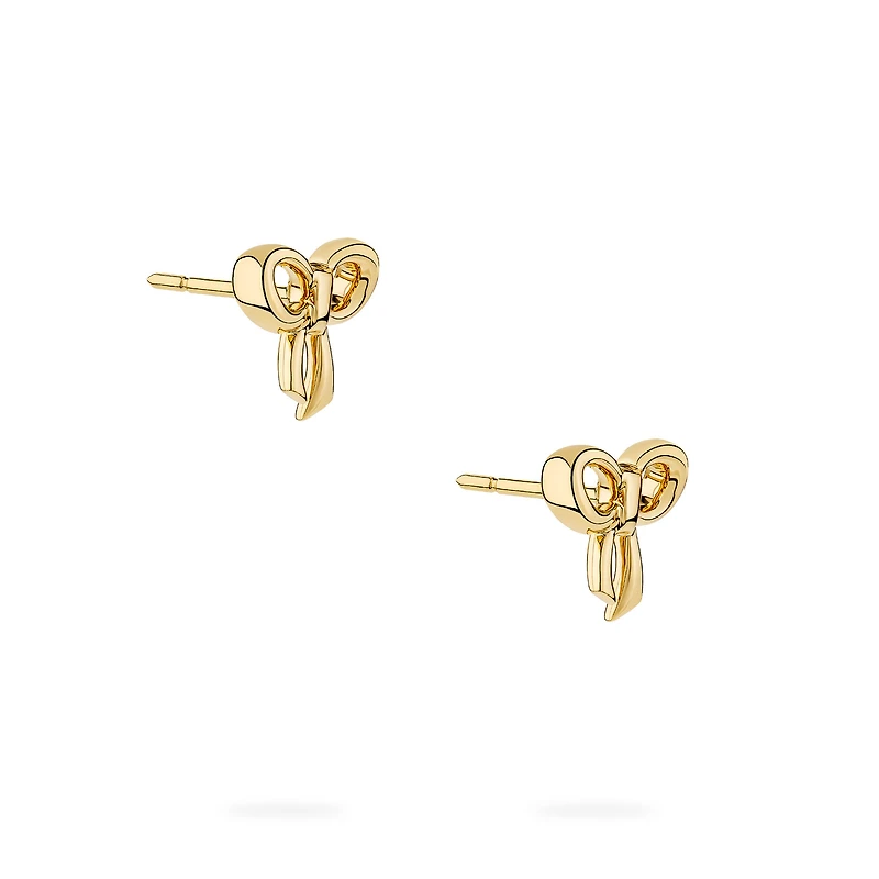 Yellow Gold Bow Stud Earrings for Kids