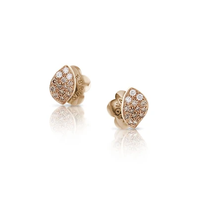 Petit Garden Rose Gold and Diamond Pavé Stud Earrings