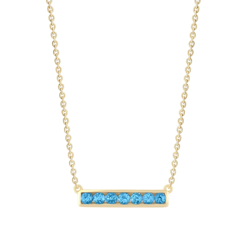 Topaz Horizontal Bar Neckalce in Yellow Gold