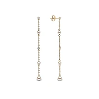 Trend Yellow Gold Pearl and Diamond Earrings