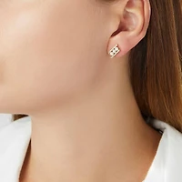 Sleek Yellow Gold Pearl and Diamond Earrings