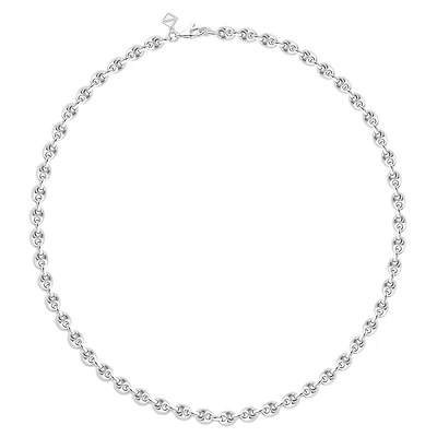 Sterling Silver Men's Coffee Bean Link Necklace