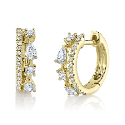 Colette Yellow Gold and Diamond Pavé Mini Hoop Earring