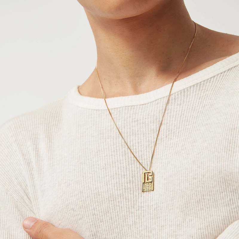 Labyrinth Frieze Yellow Gold Pendant