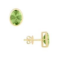 Peridot Oval Bezel Set Studs