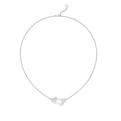 Force 10 Large White Gold and Half Pavé Diamond Necklace