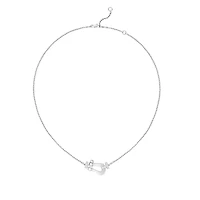 Force 10 Large White Gold and Half Pavé Diamond Necklace