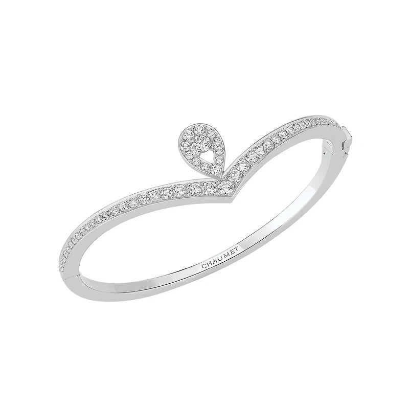 Josephine Aigrette White Gold and Diamond Pavé Bangle