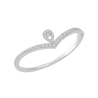 Josephine Aigrette White Gold and Diamond Pavé Bangle