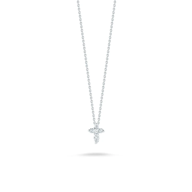 Tiny Treasures White Gold Diamond Baby Cross Necklace