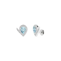 Josephine Aigrette White Gold, Aquamarine and Diamond Pavé Stud Earrings
