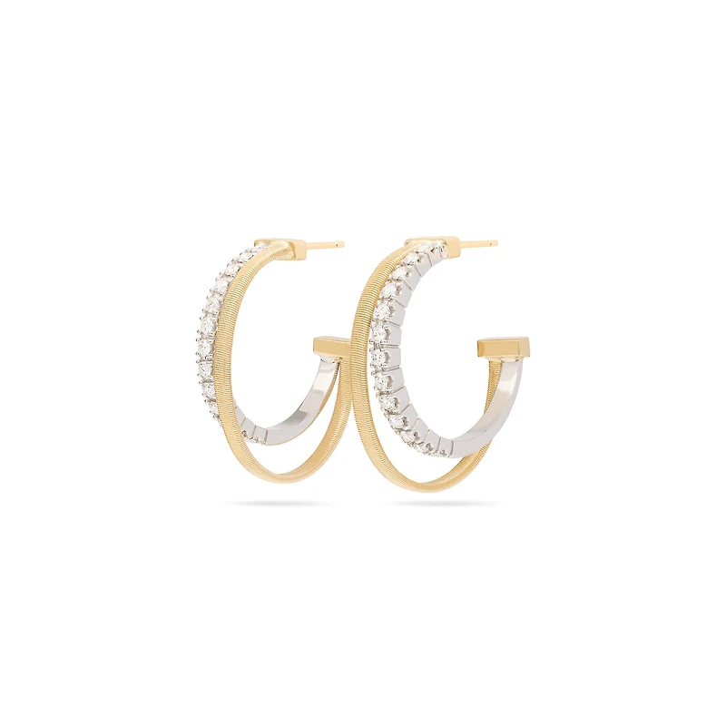 Masai Yellow Gold and Diamond Double Hoop Earrings