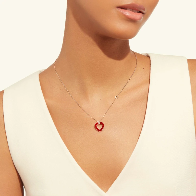 Pretty Woman Medium Rose Gold, Carnelian and and Diamond Heart Pendant