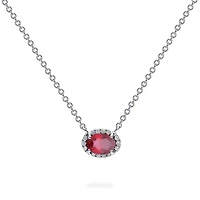 White Gold Ruby and Diamond Pendant Necklace