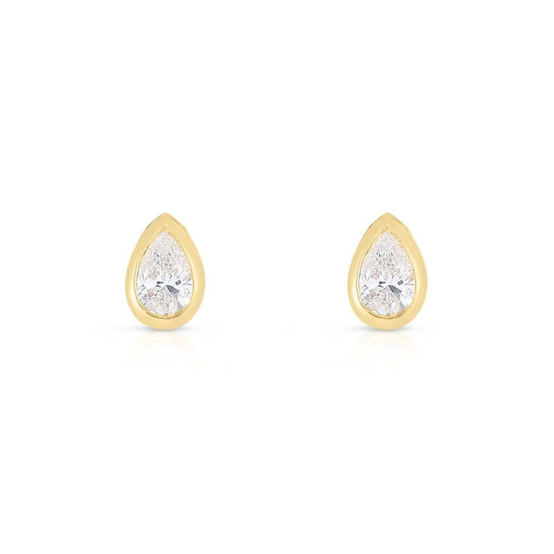 Diamonds By The Inch Yellow Gold and Diamond Pear Cut Earrings