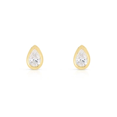 Diamonds By The Inch Yellow Gold and Diamond Pear Cut Earrings