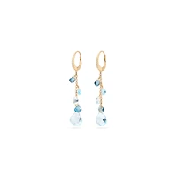 Paradise Yellow Gold and Blue Topaz and Diamond Drop Earrings