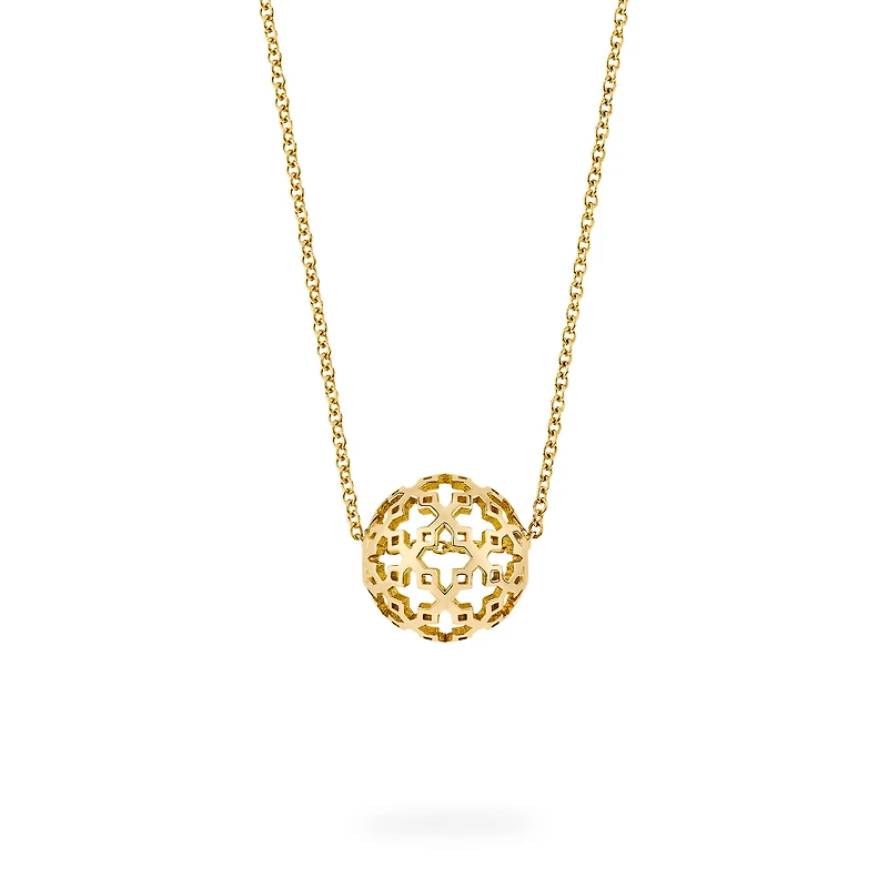 Yellow Gold Mesh Ball Necklace