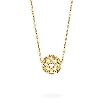 Yellow Gold Mesh Ball Necklace