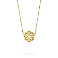 Yellow Gold Mesh Ball Necklace
