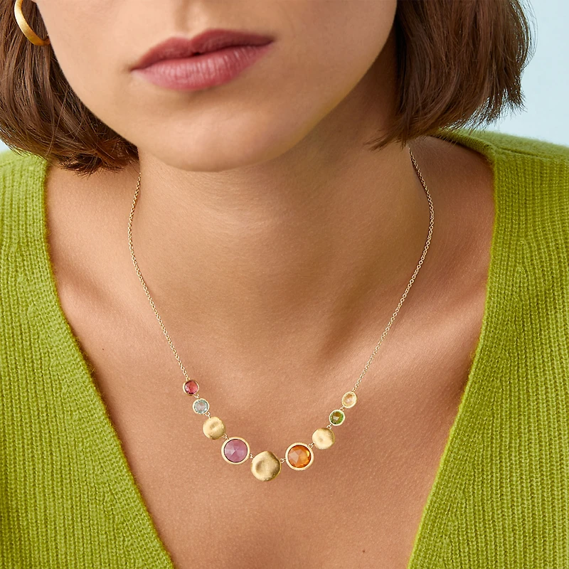 Jaipur Colour Yellow Gold and Semi-Precious Gemstone Necklace
