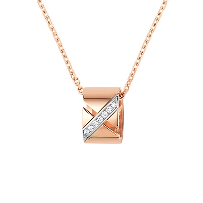 Liens Évidence Rose Gold and Diamond Pavé Pendant