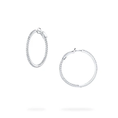 Diamond Hoop Earrings, Medium