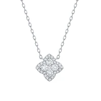 Diamond Clover Shape Pendant in White Gold