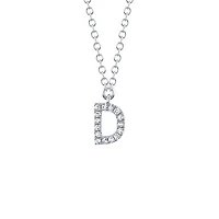 Initials White Gold and Diamond Pavé Letter D Necklace