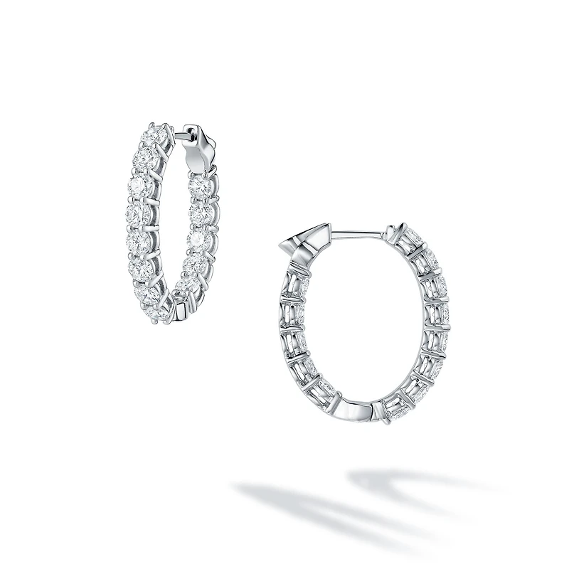 Diamond and White Gold Hoop Earrings