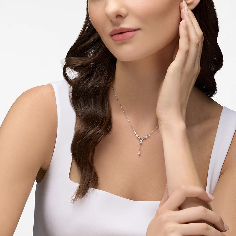 Diamond Drop Necklace in White Gold