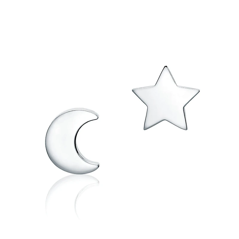 Single Silver Moon Stud Earring for Kids