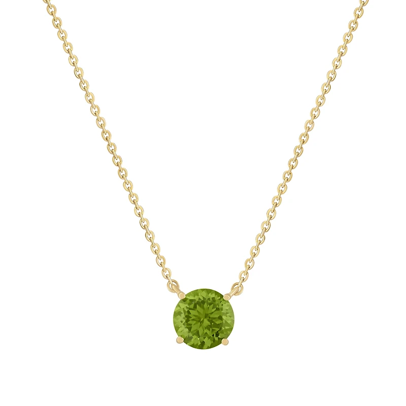 Round Peridot Necklace in Yellow Gold