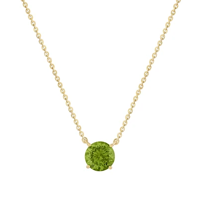 Round Peridot Necklace in Yellow Gold