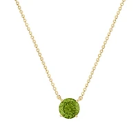 Round Peridot Necklace in Yellow Gold