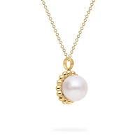 Yellow Gold Bead and Freshwater Pearl Pendant