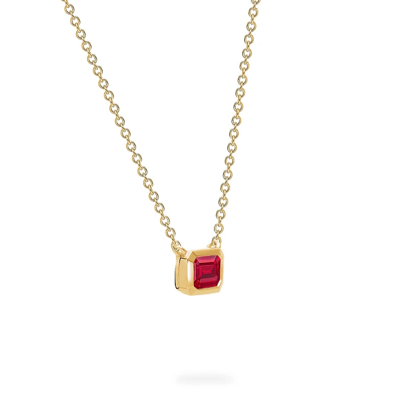 Yellow Gold Ruby Pendant Necklace