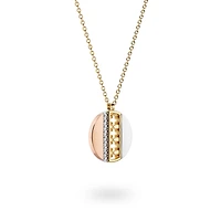 Diamond Circle Pendant Necklace, Tri-Gold