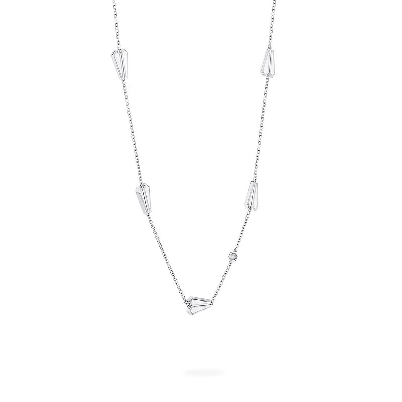Sterling Silver and Diamond Station Necklace